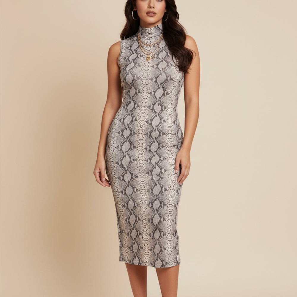 Banana Republic Snakeskin Print Midi Dress – Size M